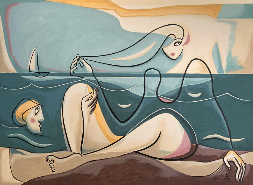 A Waterside Rendezvous - Open Edition Art Print by Bernard Simunovic