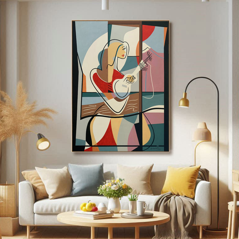 Harmonious Rhapsody -The Woman and Her Ukulele-Open Edtion Art Print by Bernard Simunovic