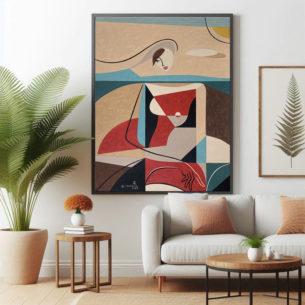Reading Woman on The Beach - Open Edition Art Print by Bernard Simunovic