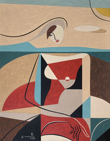 Reading  Woman on The  Beach - Open Edition Art Print by Bernard Simunovic