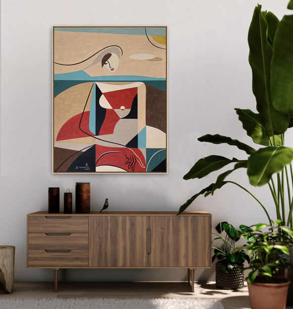 Reading  Woman on The Beach  - Original Artwork