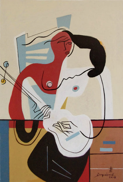 One with Guitar -Open Edition Art by  Bernard Simunovic